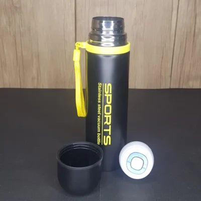 Black Sports Stainless Steel Vacuum Bottle