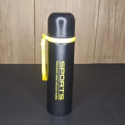 Black Sports Stainless Steel Vacuum Bottle