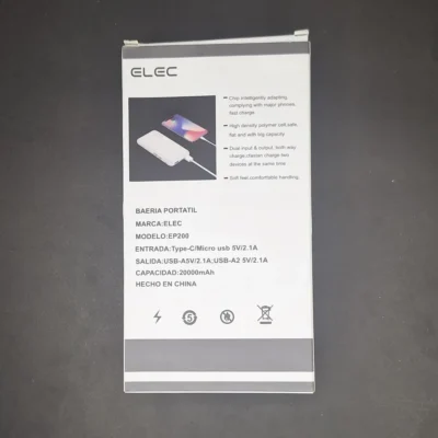 ELEC EP200 20000mAh Power Bank (3) ELEC EP200 20000mAh Power Bank – Dual Input/Output Fast Charge - Image 3 | Karkhano Market Pakistan
