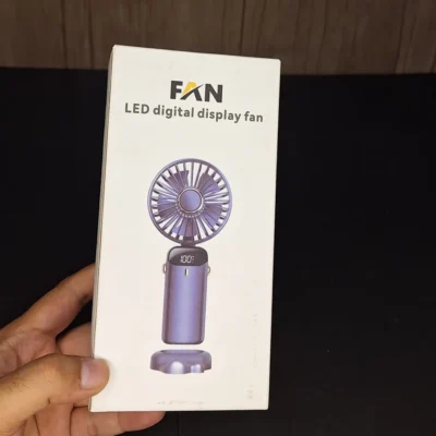 Portable Rechargeable Mini Fan with LED Display (2) Portable Mini Fan with LED Display | 5-Speed Rechargeable Handheld & Desk Fan - Image 4 | Karkhano Market Pakistan