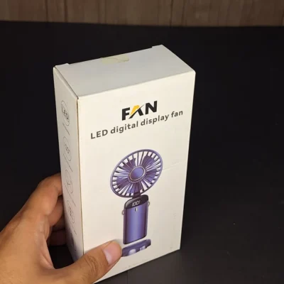 Portable Rechargeable Mini Fan with LED Display (3) Portable Mini Fan with LED Display | 5-Speed Rechargeable Handheld & Desk Fan - Image 3 | Karkhano Market Pakistan