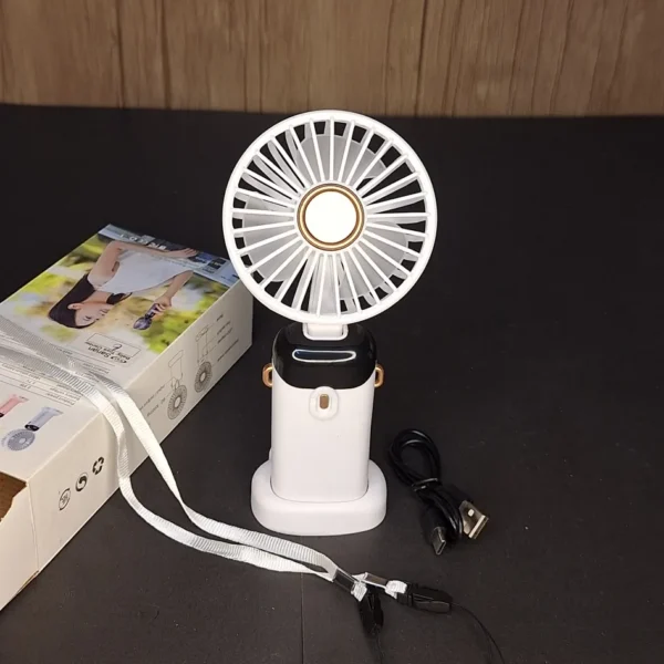 Portable Rechargeable Mini Fan with LED Display (4) Portable Mini Fan with LED Display | 5-Speed Rechargeable Handheld & Desk Fan - Image 2 | Karkhano Market Pakistan
