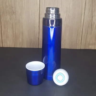 Blue Color Stainless Steel Metallic Water Bottle 800ML - Image 2 | Karkhano Market Pakistan