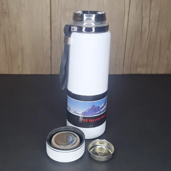 White SS Vacuum Water Bottle - Image 2 | Karkhano Market Pakistan