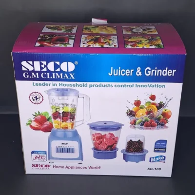 SECO G.M Climax SG-108 3-in-1 Juicer & Grinder Blender Machine 600W - Image 4 | Karkhano Market Pakistan