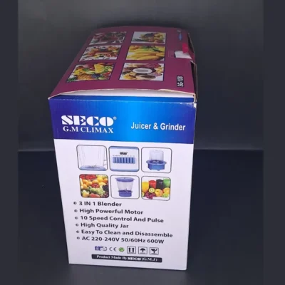 SECO G.M Climax SG-108 3-in-1 Juicer & Grinder Blender Machine 600W - Image 6 | Karkhano Market Pakistan