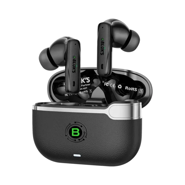 BX-607 BeatScape Earbuds case open showing earbuds inside