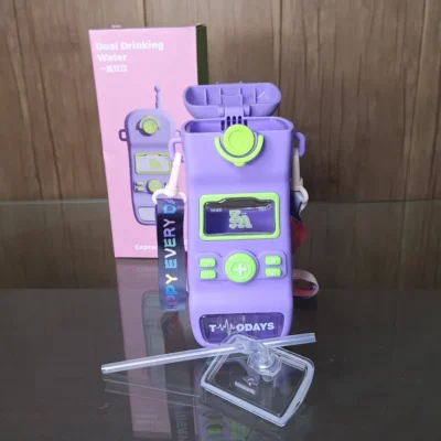 Cloud Dual Drinking Water Bottle 550mL Purple with Digital Display Screen and Interactive Buttons (2) Interactive Dual Drinking Water Bottle 550mL