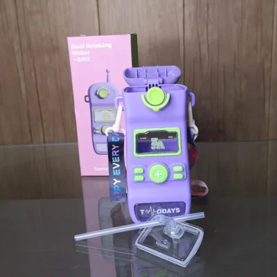 Cloud Dual Drinking Water Bottle 550mL Purple with Digital Display Screen and Interactive Buttons (4) Interactive Dual Drinking Water Bottle 550mL