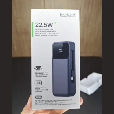 Retractable Cable Power Bank 10000mAh – 22.5W Fast Charge
