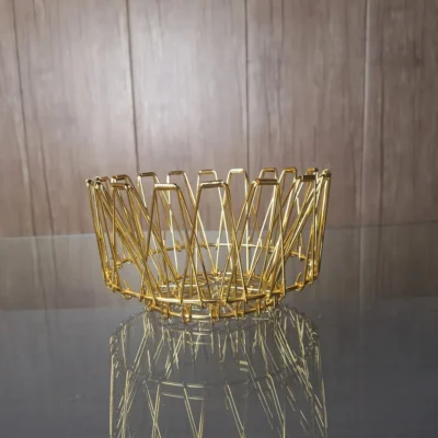 Decorative Food Basket (2) Golden Flexible Fruit Basket Kitchen Storage Box