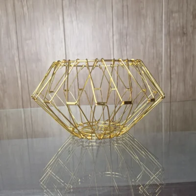 Decorative Food Basket (4) Golden Flexible Fruit Basket Kitchen Storage Box