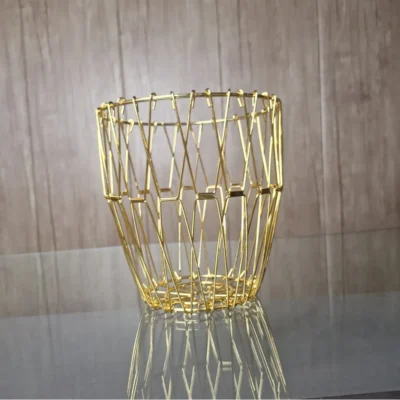 Decorative Food Basket (5) Golden Flexible Fruit Basket Kitchen Storage Box