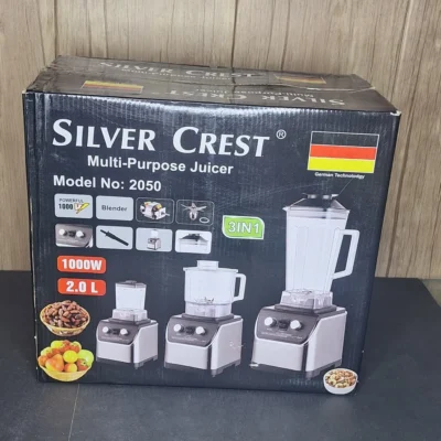 Silver Crest 3-in-1 Juicer Blender Box Silver Crest 2050 – Premium 3-in-1 Juicer Blender Machine