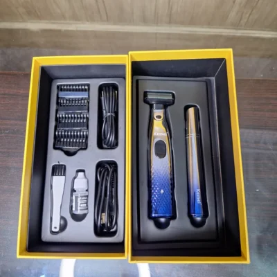 Kemei KM-3236 2-in-1 Hair Trimmer and Eyebrow Trimmer Grooming Kit