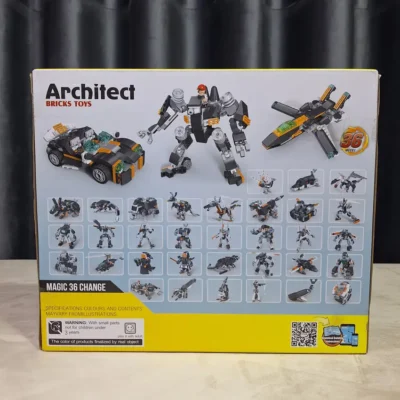 Architect Bricks Toys 3122 box back showing all 36 buildable models
