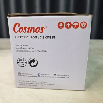 Cosmos CIS-318 F1 iron box specification label