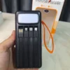 Prior Solar P53 - Spec Label & Built-in Cables Prior Solar P53 power bank spec label with built-in Lightning, Type-C and Micro-USB cables