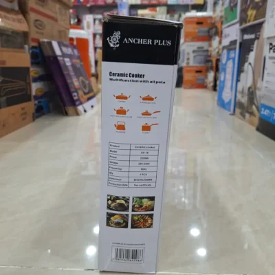 Ancher Plus SV-18 - Box Side Panel Ancher Plus SV-18 box side panel listing compatible cookware and specifications