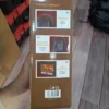 Fan heater box product display panel showing portability and adjustability
