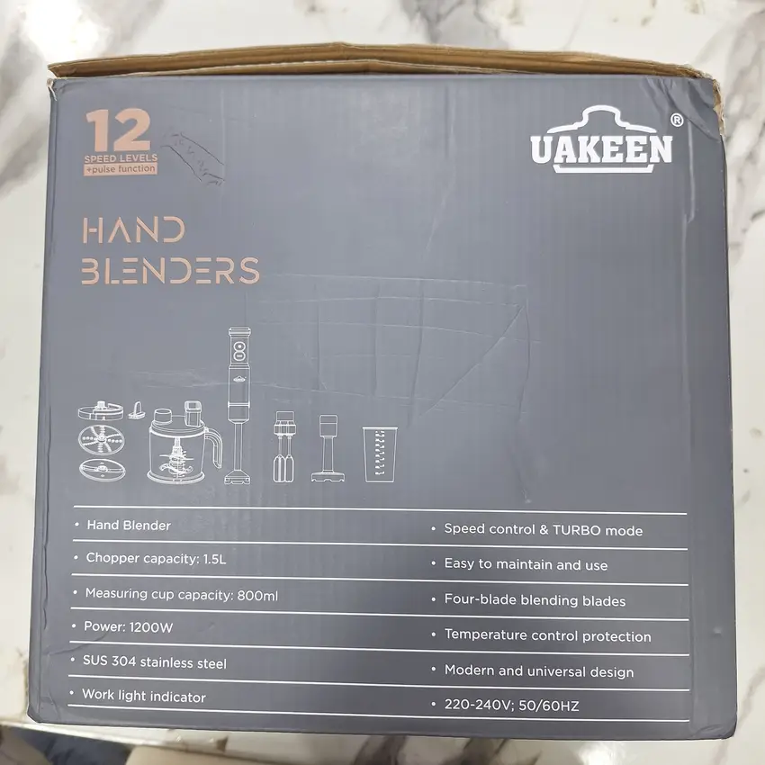 Uakeen ZL-517 8-in-1 hand blender set retail box