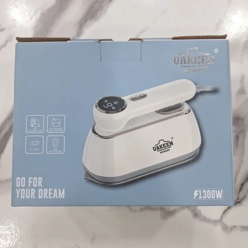 Uakeen ZL-828 mini steam iron retail box front