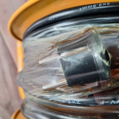Heavy Duty Extension Cable Reel - Plug Close Up Heavy Duty Extension Cable Reel - Plug Close Up