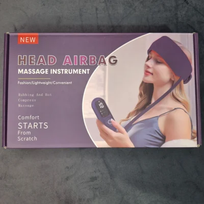 MDHL Head Airbag Massage Instrument - Retail Box Front MDHL Head Airbag Massage Instrument - Retail Box Front