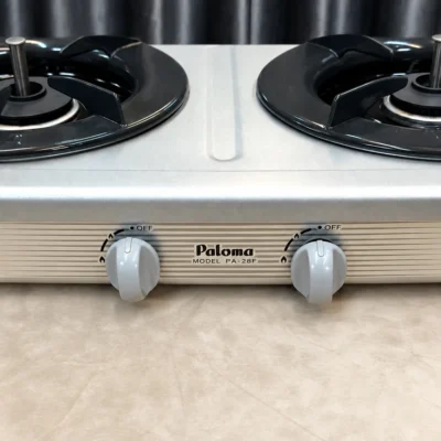 Paloma PA-28F 5.80kW Two-Burner Gas Cooking Stove front controls and model marking