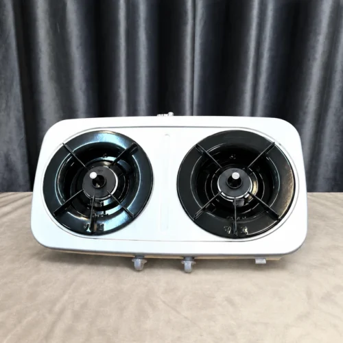 Paloma PA-28F 5.80kW Two-Burner Gas Cooking Stove overhead two-burner stove view