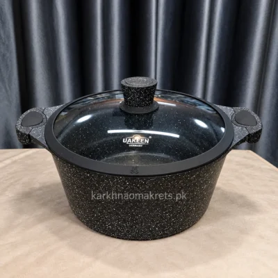 Uakeen VK-303 7L 28cm Granite Casserole casserole with glass lid