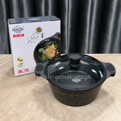 Uakeen VK-303 7L 28cm Granite Casserole alternate casserole and box view
