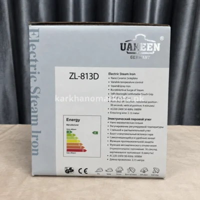 Uakeen ZL-813D 3000W Electric Steam Iron retail box specifications