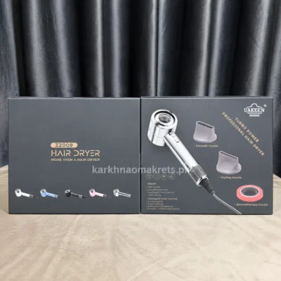 Uakeen ZZ009 Professional Hair Dryer — retail box and included nozzles Uakeen ZZ009 Professional Hair Dryer retail box and included nozzles